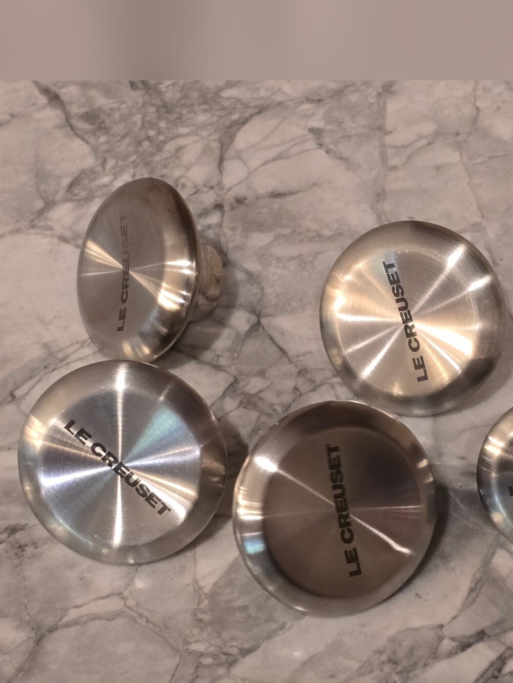 Le Creuset Set of 5 Silver Knobs Cast Iron Dutch Oven Pot Handle Stainless Steel
